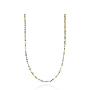 Tacori FN682Y 18 Karat Yellow Gold, front view of the alternating baguette and round diamond line in yellow settings