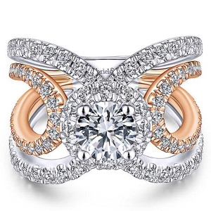 Gabriel 14 Karat Round Halo Engagement Ring ER13843R4T44JJ