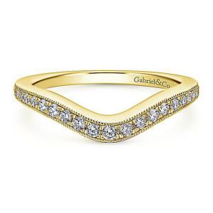 Gabriel 14 Karat Yellow Gold Curved Wedding Band WB12580R4Y44JJ