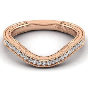 Gabriel 14 Karat Rose Gold Curved Wedding Band WB12581R4K44JJ