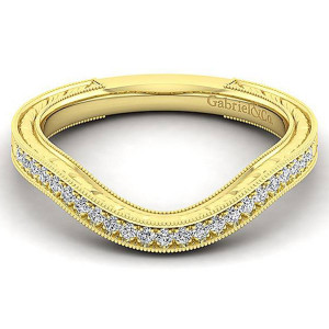 Gabriel 14 Karat Yellow Gold Curved Wedding Band WB12581R4Y44JJ