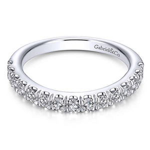 Gabriel 14 Karat White Gold Curved Wedding Band WB13870R4W44JJ