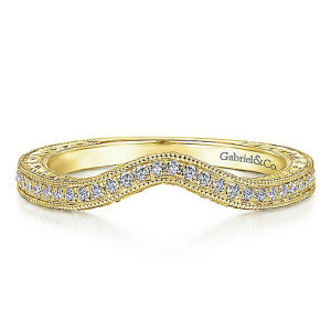 Gabriel 14 Karat Yellow Gold Curved Wedding Band WB14444R4Y44JJ