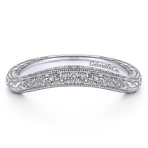 Gabriel 14 Karat White Gold Curved Wedding Band WB14482R4W44JJ