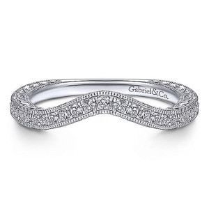 Gabriel 14 Karat White Gold Curved Wedding Band WB14490R4W44JJ