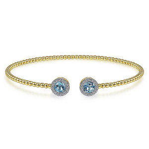 Gabriel Fashion 14k Round Swiss Blue Topaz Bracelet BG4245-6Y45BT