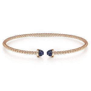 Gabriel Fashion 14 Karat Rose Gold A Quality Sapphire Bangle Bracelet BG4249-6K4JSA