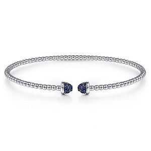 Gabriel Fashion 14 Karat White Gold A Quality Sapphire Bangle Bracelet BG4249-6W4JSA