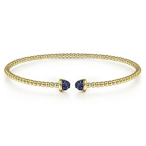 Gabriel Fashion 14 Karat Yellow Gold A Quality Sapphire Bangle Bracelet BG4249-6Y4JSA