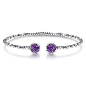 Gabriel Fashion 14k White Gold Amethyst Bujukan Bracelet BG4252-6W4JAM