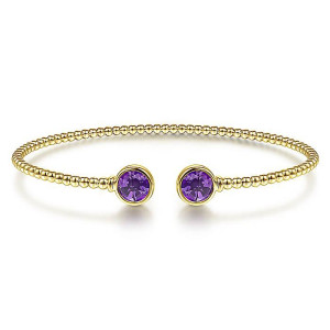 Gabriel Fashion 14k Yellow Gold Amethyst Bujukan Bracelet BG4252-6Y4JAM