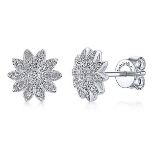 Gabriel Fashion Silver Floral Stud Earrings EG11692SVJWS