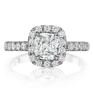 Henri Daussi AL Cushion Halo Diamond Engagement Ring