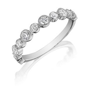 Henri Daussi R28-1 Bezel Set Milgrain Diamond Band