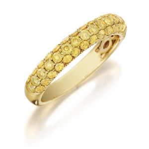 Henri Daussi R3-3 Triple Row Pave Band of Fancy Yellow Diamonds