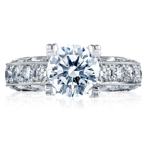 Tacori Classic Crescent 18 karat gold engagement ring with pave-set crescent silhouette