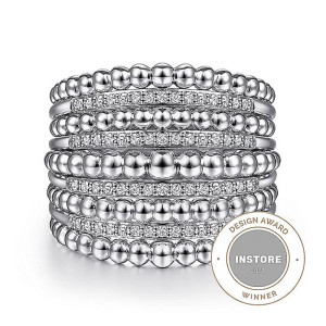 Gabriel Fashion Silver White Sapphire Bujukan Wide Band Ring LR51898SVJWS