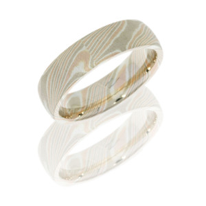 Lashbrook M6D14R14PWSS BEADBLAST Mokume Gane Wedding Ring or Band