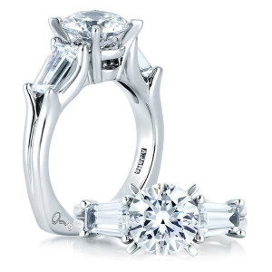 A Jaffe Platinum Three-Stone Engagement Ring MES263
