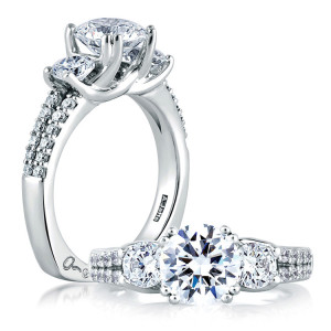 A Jaffe Platinum Three-Stone Engagement Ring MES278