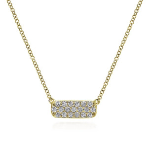 Gabriel Fashion 14 Karat Pave Diamond Bar Necklace NK4943Y45JJ