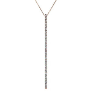 Gabriel Fashion 14 Karat Lusso Long Diamond Bar Necklace NK5283K45JJ