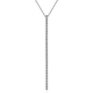 Gabriel Fashion 14 Karat Lusso Long Diamond Bar Necklace NK5283W45JJ