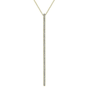 Gabriel Fashion 14 Karat Lusso Long Diamond Bar Necklace NK5283Y45JJ