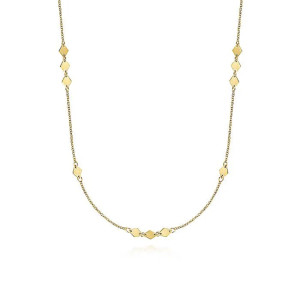 Gabriel Fashion 32 inch 14K Diamond Shaped Disc Station Necklace NK6481-32Y4JJJ