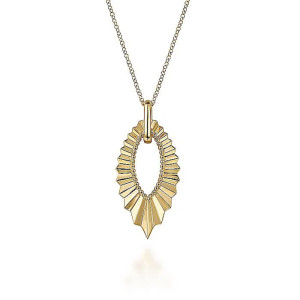 Gabriel Fashion 14K Yellow Plain Gold Augmented Marquise Shape Diamond Cut Pendant Necklace NK7632Y4JJJ