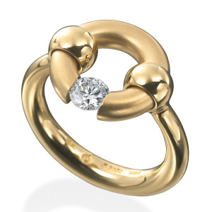 Kretchmer 18 Karat Round Top Tension Set Jazz Ring