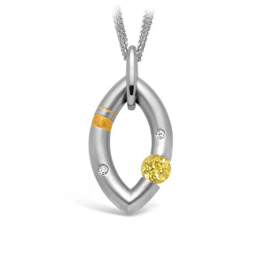Kretchmer Platinum w/24K Inlay Sweet Mango Tension Set Pendant