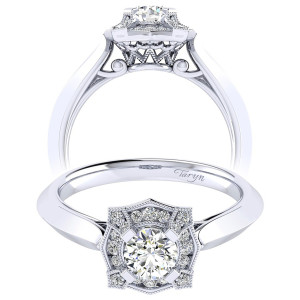 Taryn 14k White Gold Round Perfect Match Engagement Ring TE001A2ADW44JJ