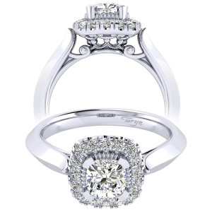 Taryn 14k White Gold Cushion Cut Perfect Match Engagement Ring TE001B3AJW44JJ