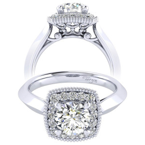 Taryn 14k White Gold Round Perfect Match Engagement Ring TE001B4ABW44JJ