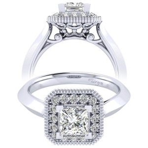 Taryn 14k White Gold Princess Cut Perfect Match Engagement Ring TE001B4ALW44JJ