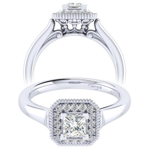Taryn 14k White Gold Princess Cut Perfect Match Engagement Ring TE009A2ALW44JJ