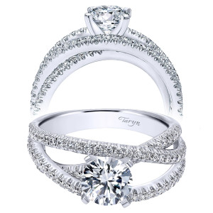 Taryn 14k White Gold Round Free Form Engagement Ring TE10204W44JJ