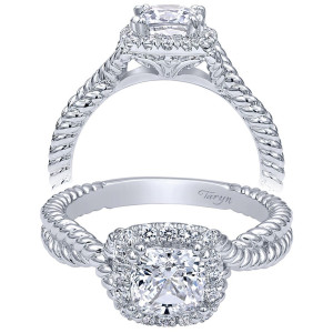 Taryn 14k White Gold Cushion Cut Halo Engagement Ring TE10214W44JJ