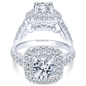 Taryn 14k White Gold Round Double Halo Engagement Ring TE10755W44JJ