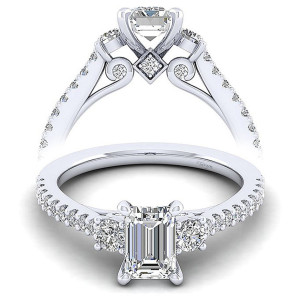 Taryn 14k White Gold Emerald Cut 3 Stone Engagement Ring TE12247W44JJ