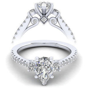 Taryn 14k White Gold Pear Shape 3 Stone Engagement Ring TE12248W44JJ