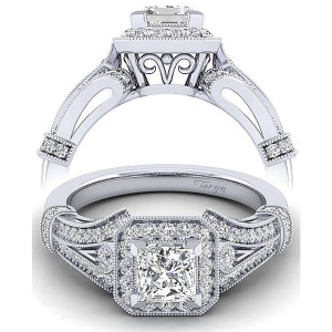 Taryn 14k White Gold Princess Cut Halo Engagement Ring TE12633S3W44JJ