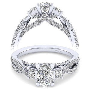 Taryn 14k White Gold Oval 3 Stone Engagement Ring TE12663O3W44JJ
