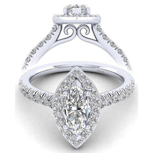 Taryn 14k White Gold Marquise Halo Engagement Ring TE14100W44JJ