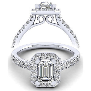 Taryn 14k White Gold Emerald Cut Halo Engagement Ring TE14101W44JJ