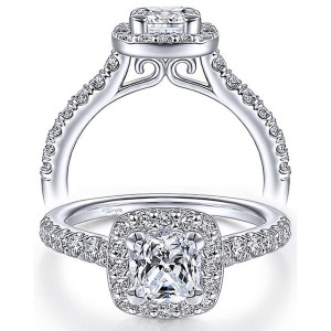 Taryn 14k White Gold Cushion Cut Halo Engagement Ring TE14102W44JJ
