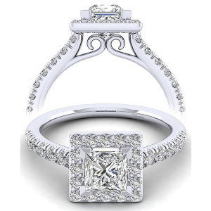 Taryn 14k White Gold Princess Cut Halo Engagement Ring TE14104W44JJ