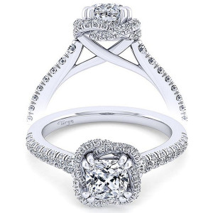 Taryn 14k White Gold Cushion Cut Halo Engagement Ring TE14412C4W44JJ