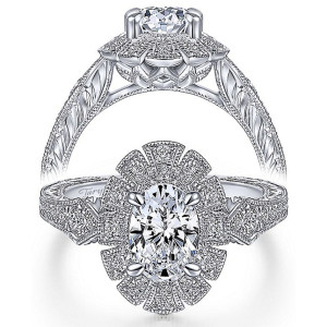 Taryn 14k White Gold Oval Halo Engagement Ring TE14445O4W44JJ
